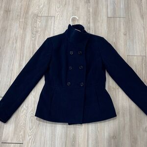 Elegant Navy Double-Breasted Women's Jacket